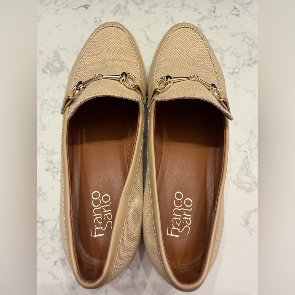 Franco Sarto Tan Loafers with Gold Accents - Picture 3 of 6